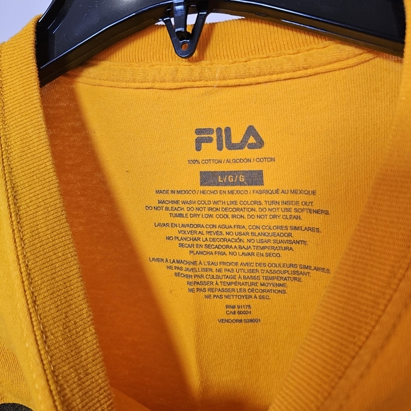 Fila yellow cotton knit short sleeve graphic t-shirt women size L US - Picture 4 of 4
